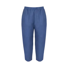 Linen Carrot Pants Blue