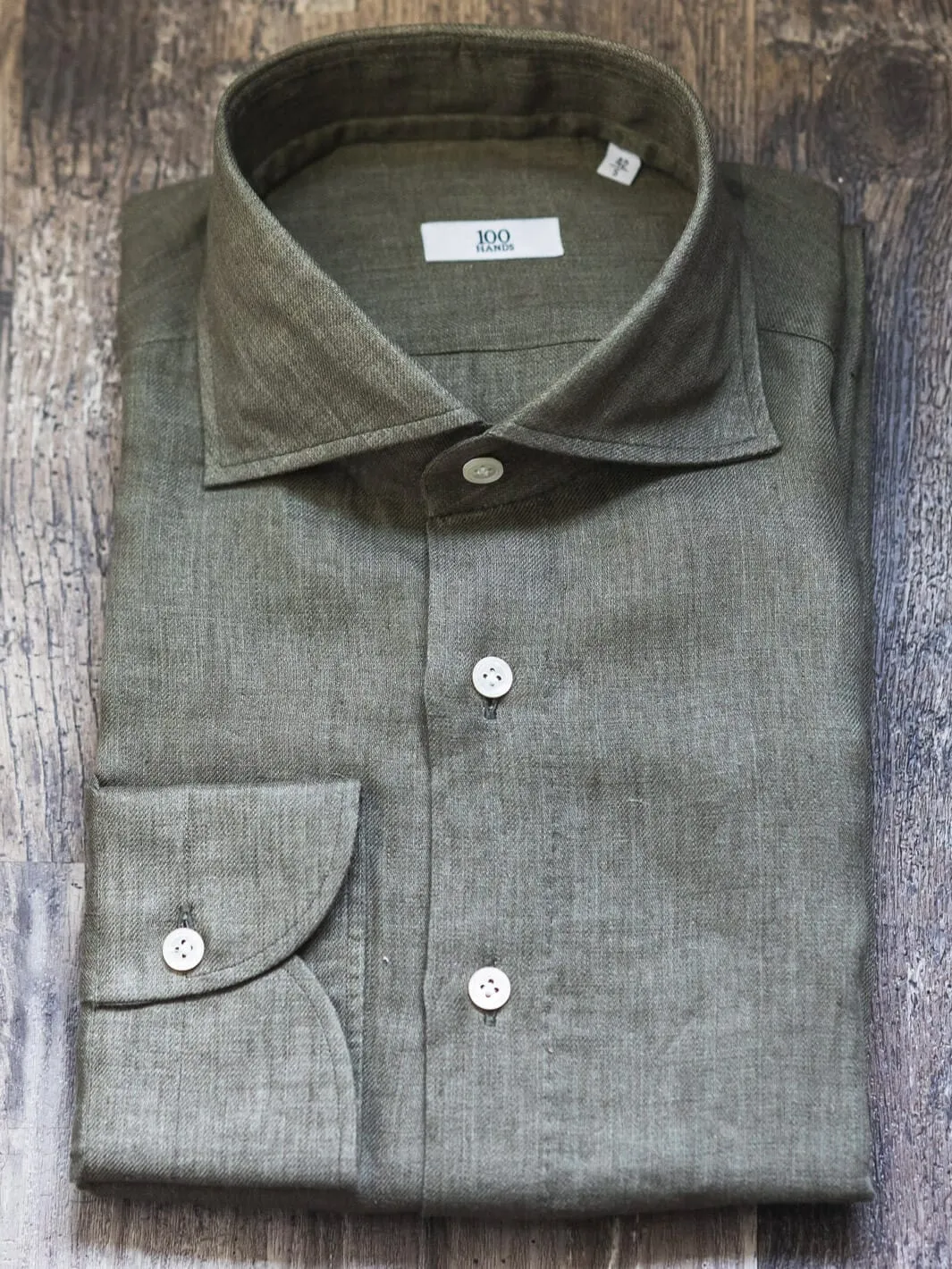 Linen Dress Shirt - Olive Green