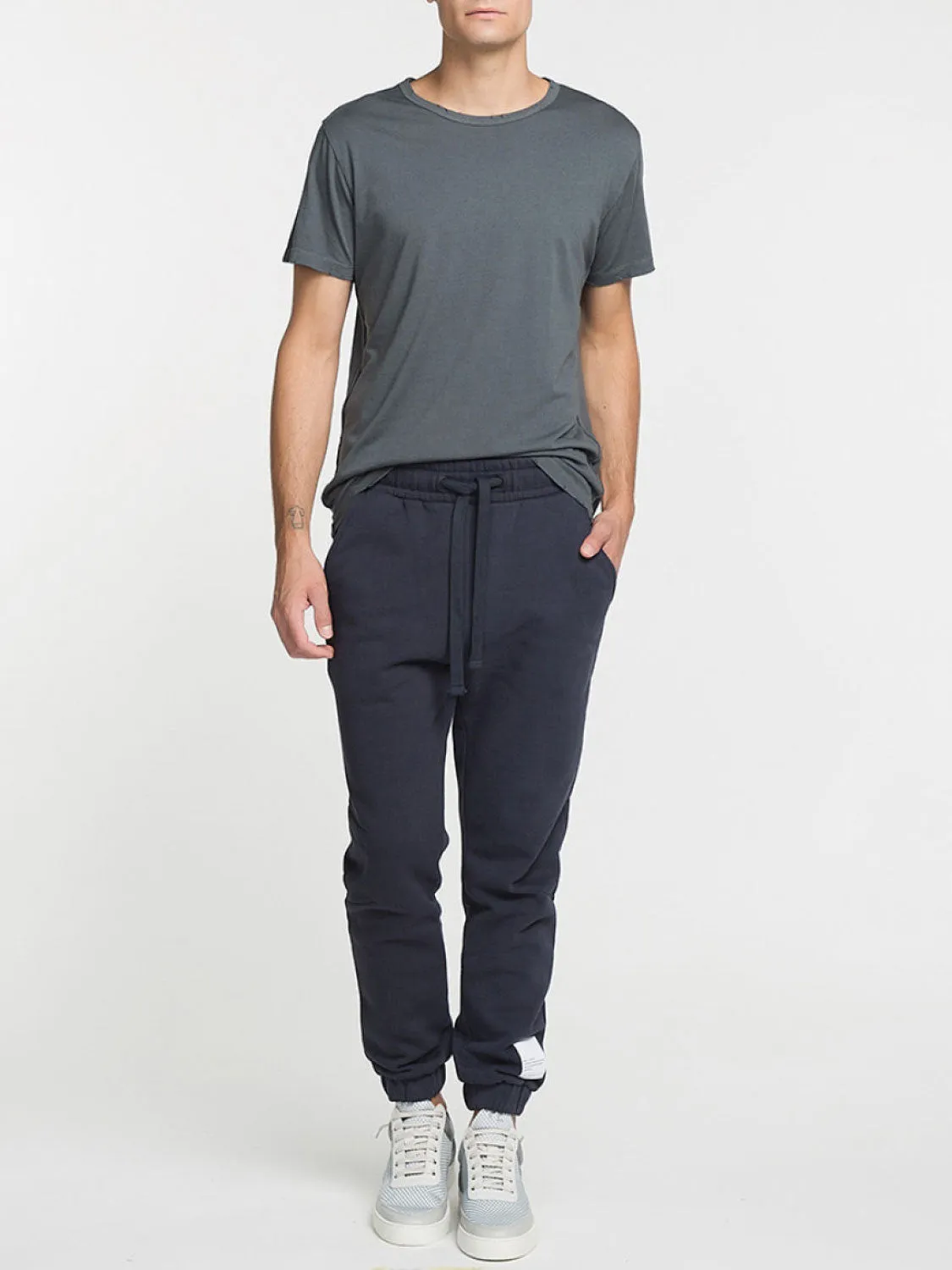 Logomania Regular Fit Cotton Sweatpants Navy Blue