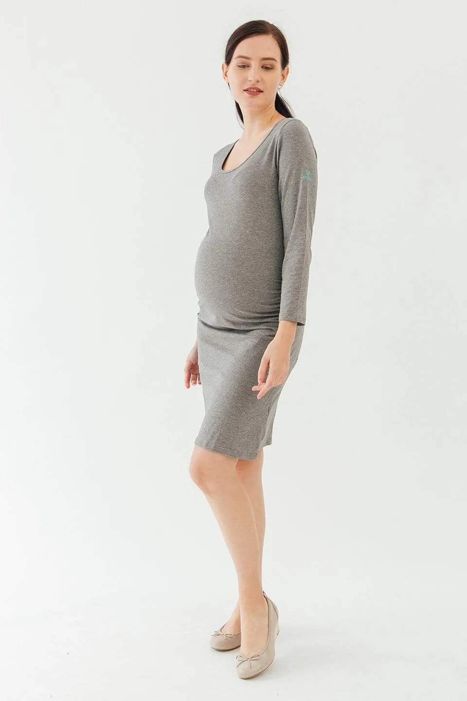 Long Sleeve Charmaine Round Neck Mozzie Maternity Clothes Charcoal