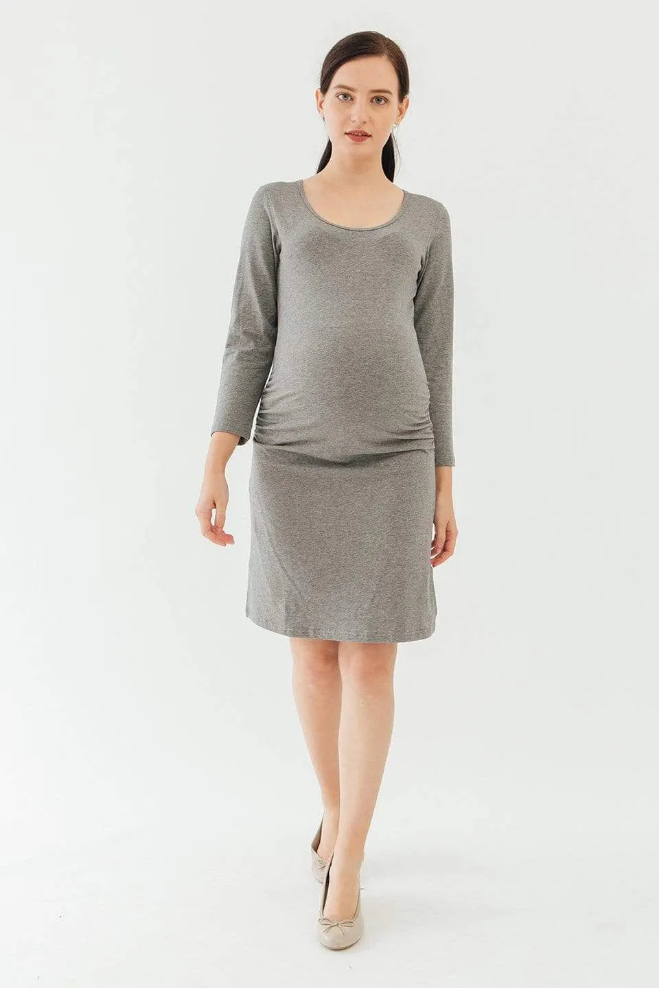 Long Sleeve Charmaine Round Neck Mozzie Maternity Clothes Charcoal