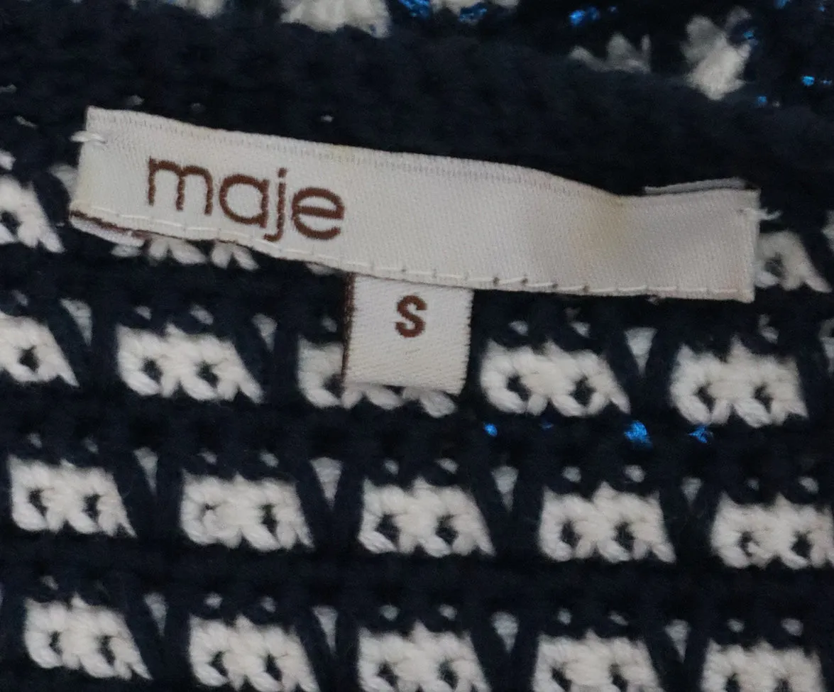 Maje Blue & White w/ Metallic Details Cardigan sz 6