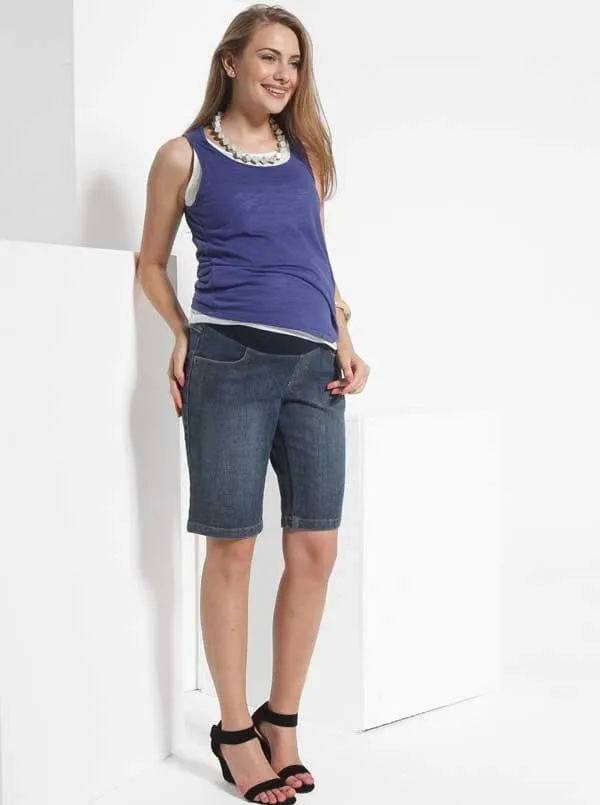 Maternity Denim Jean Shorts - Stone Wash