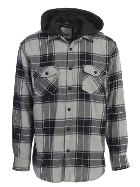 Men's Removable Hoodie Flannel Shirt, Size M