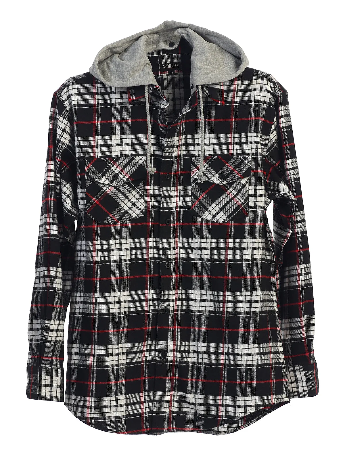 Men's Removable Hoodie Flannel Shirt, Size M