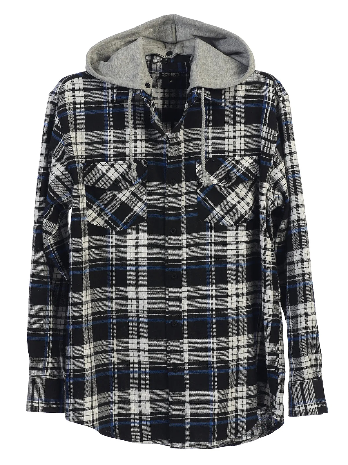 Men's Removable Hoodie Flannel Shirt, Size M