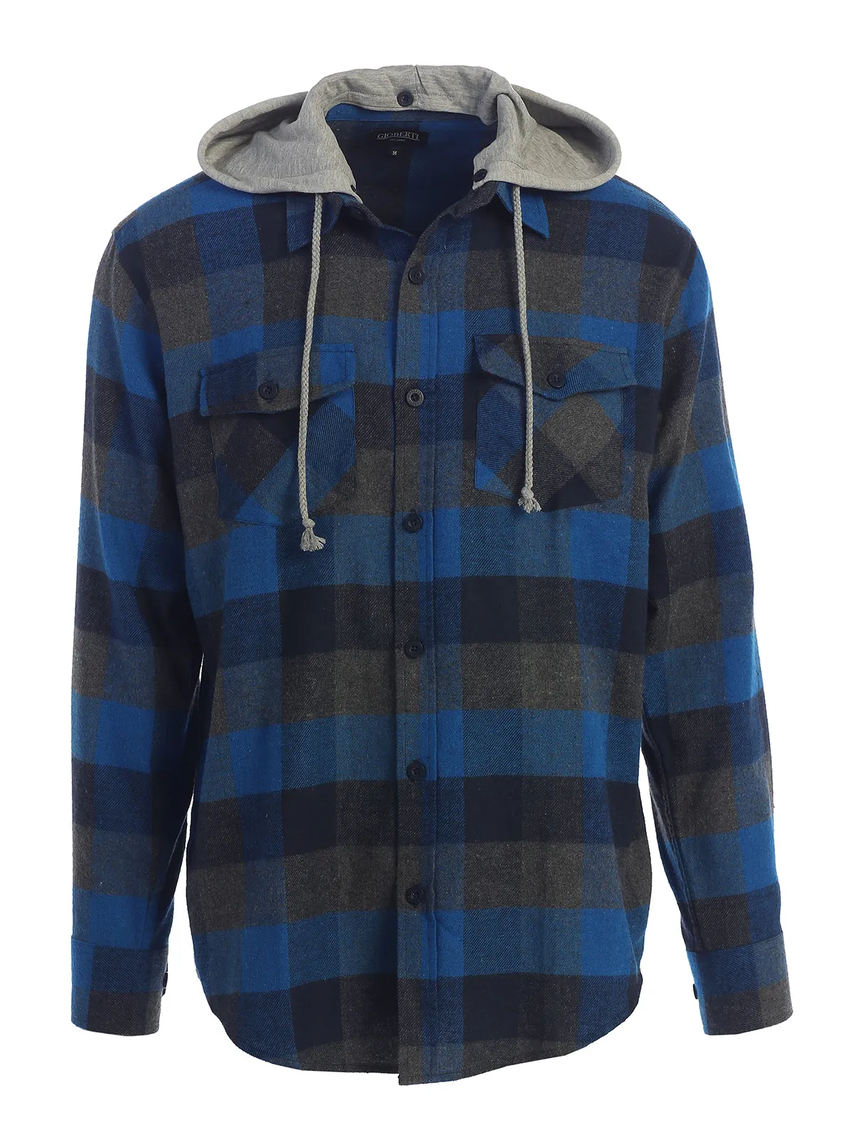 Men's Removable Hoodie Flannel Shirt, Size M