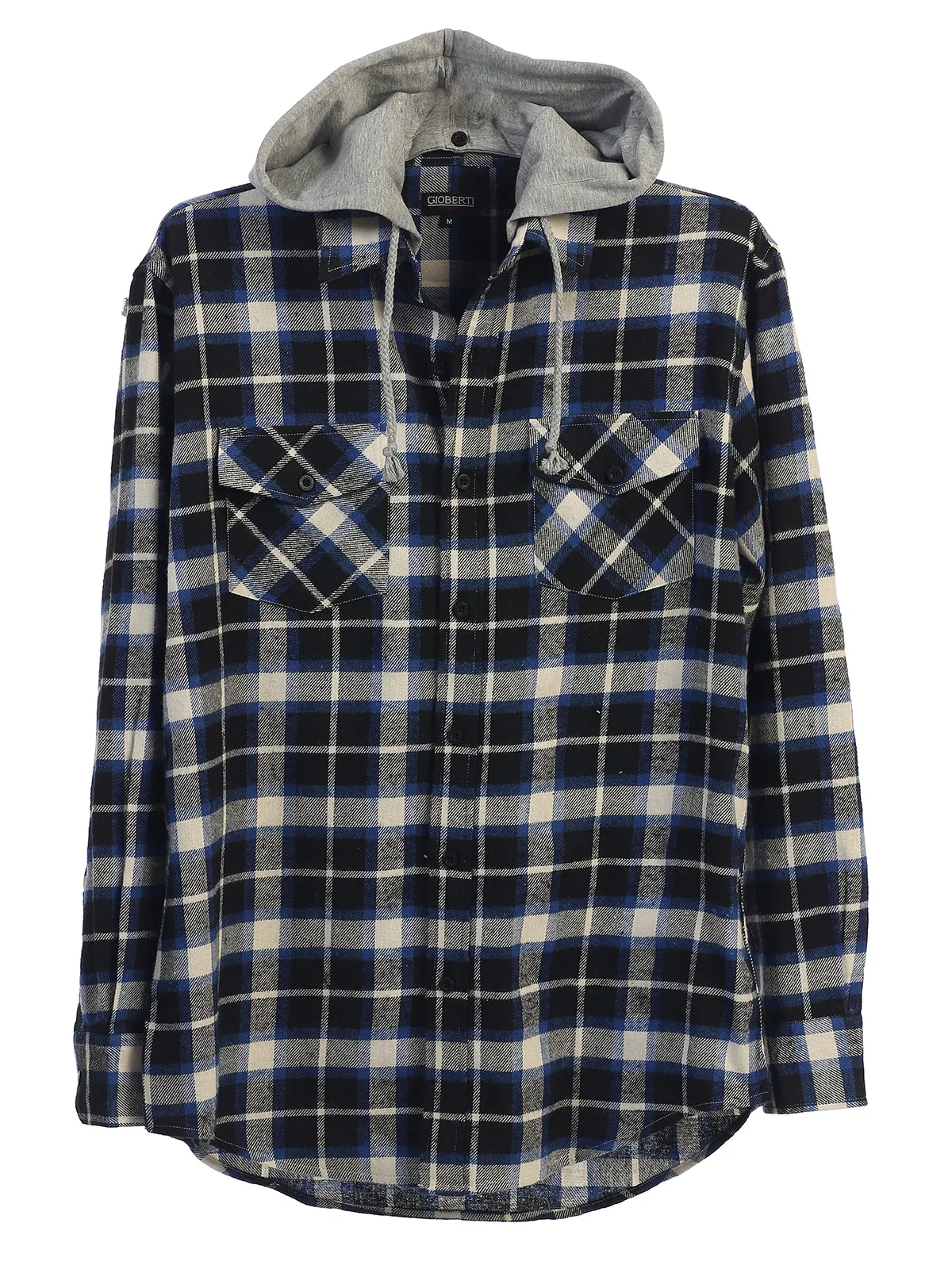 Men's Removable Hoodie Flannel Shirt, Size M