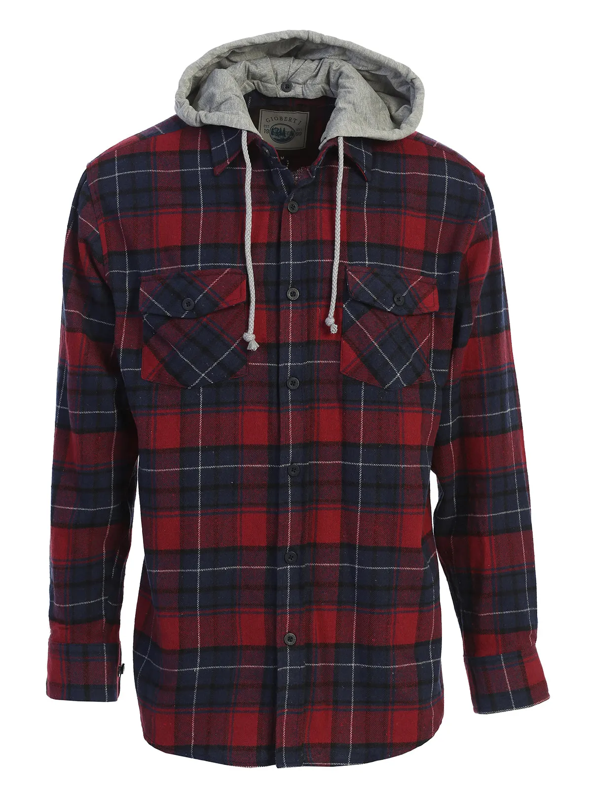 Men's Removable Hoodie Flannel Shirt, Size M