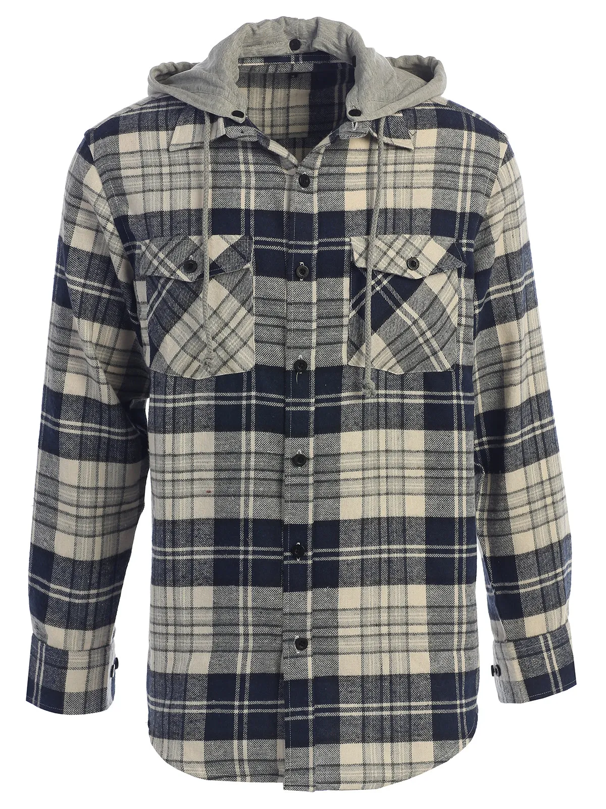 Men's Removable Hoodie Flannel Shirt, Size M