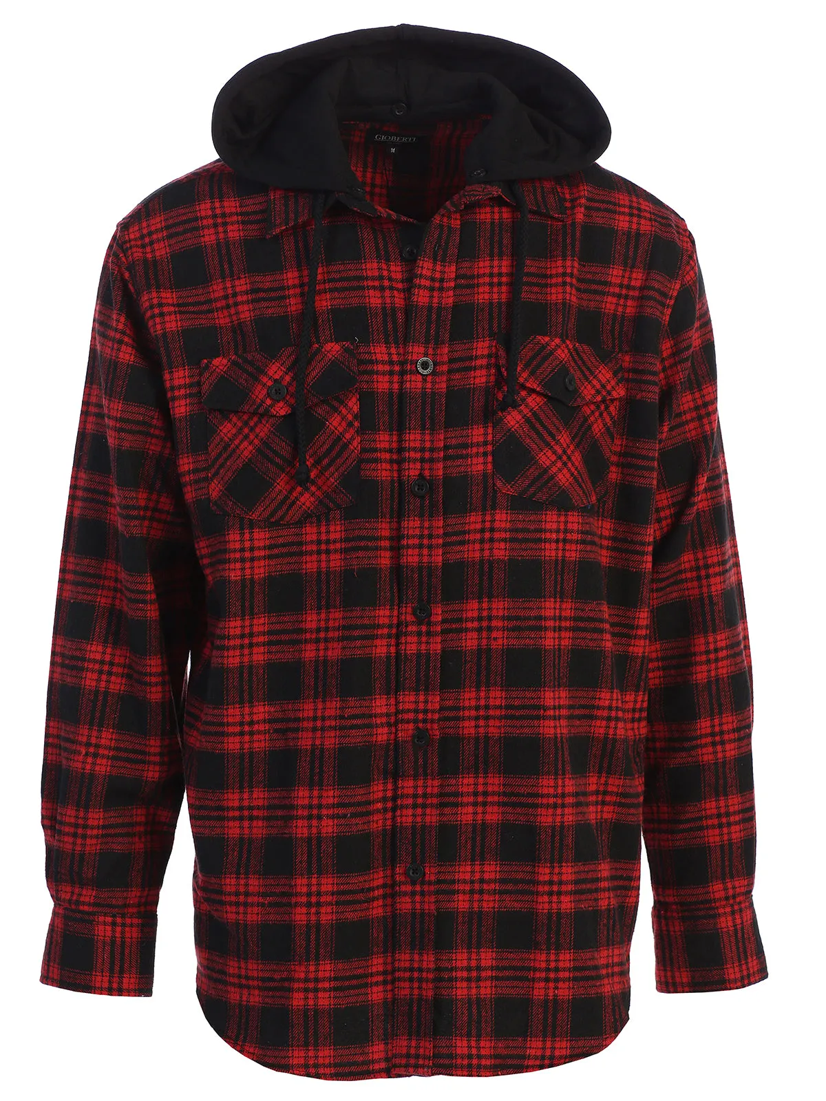 Men's Removable Hoodie Flannel Shirt, Size M