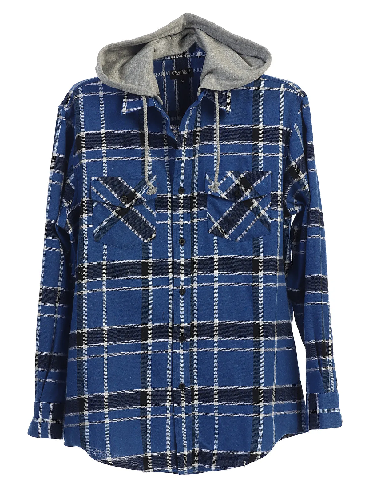 Men's Removable Hoodie Flannel Shirt, Size M