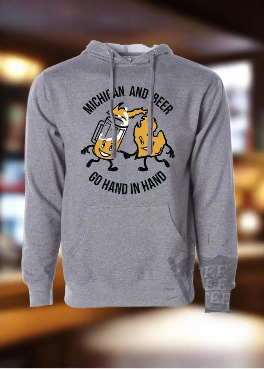 Michigan & Beer Go Hand In Hand Pullover Hoodie | Tee See Tee Exclusive