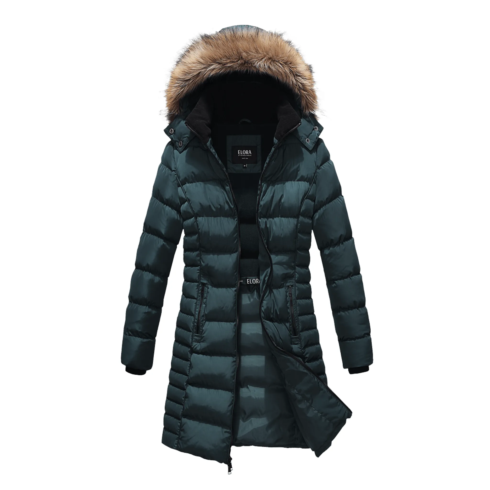 Mid Length Women's Winter Coat with Fleece Lining