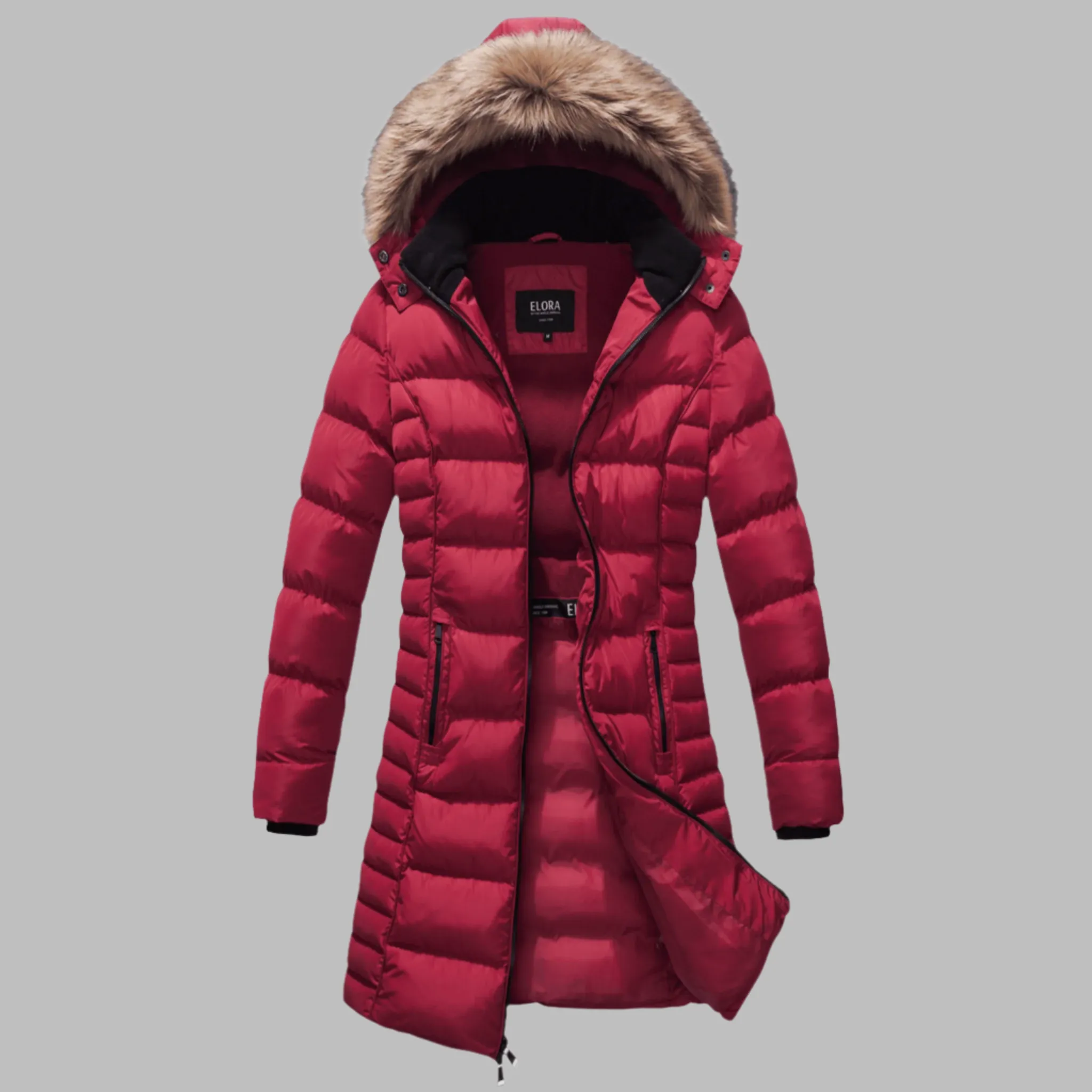 Mid Length Women's Winter Coat with Fleece Lining