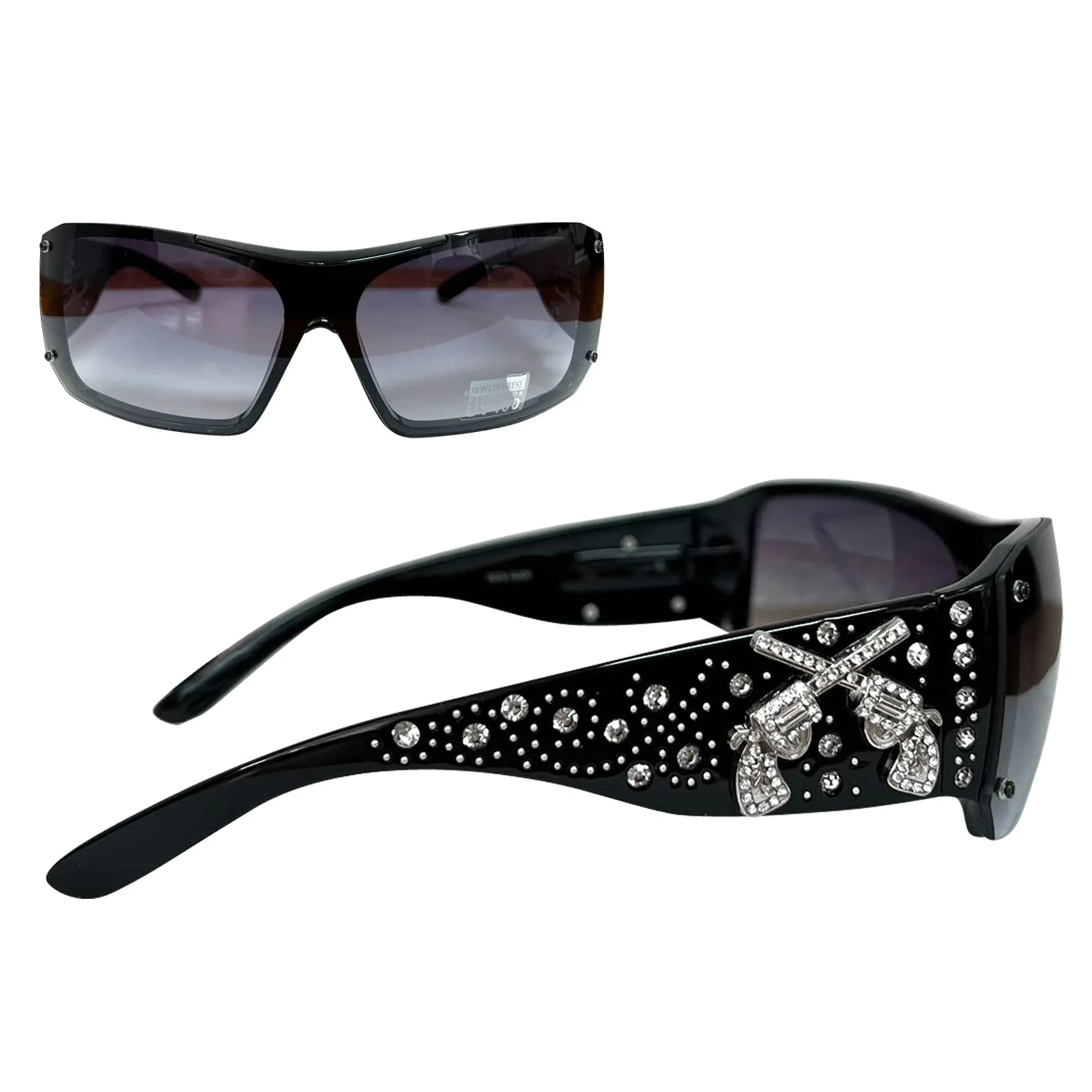 Montana West Double Pistol Rhinestones Western Sunglasses