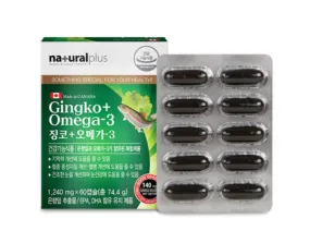 Natural Plus Gingko Omega 3 60 Capsule Dry Eye Health Supplements Blood Circulation Vitality