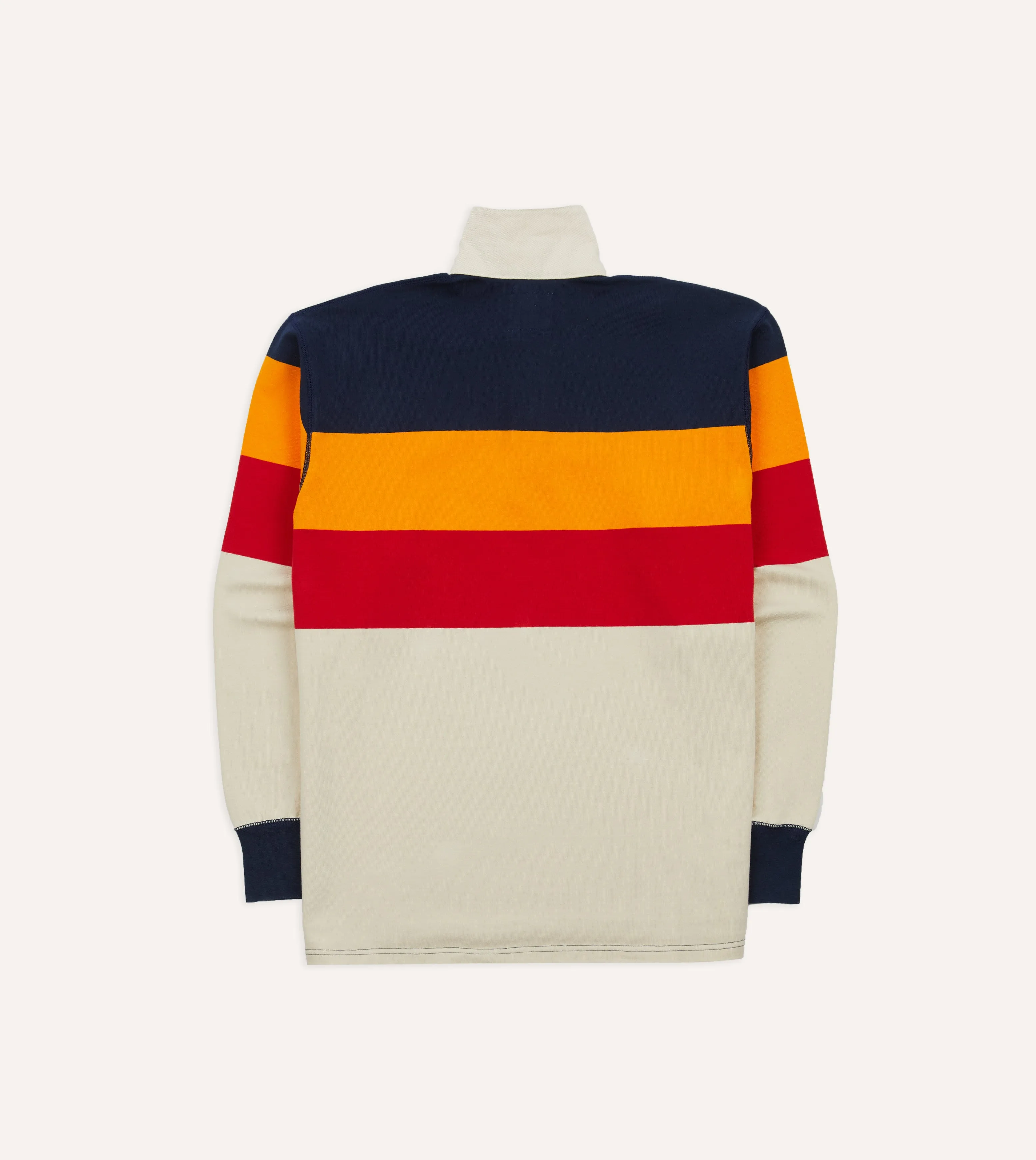 Navy, Yellow and Red Block Stripe Cotton Rugby Shirt