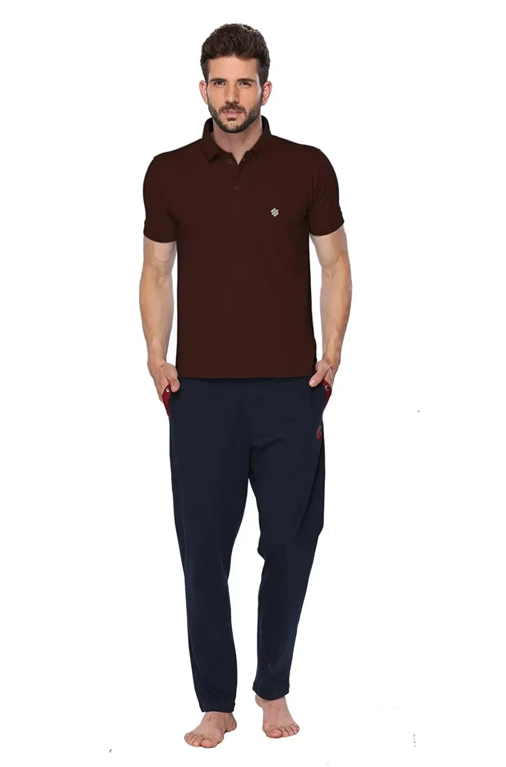 ONN Men's Cotton Polo T-Shirt (Pack of 2) in Solid Coffee-Red colours