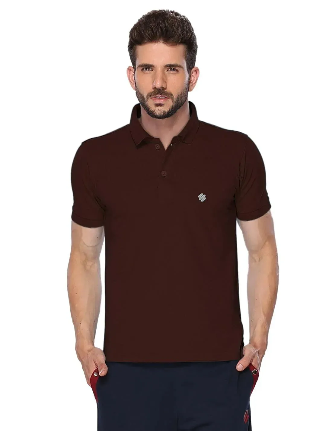 ONN Men's Cotton Polo T-Shirt (Pack of 2) in Solid Coffee-Red colours