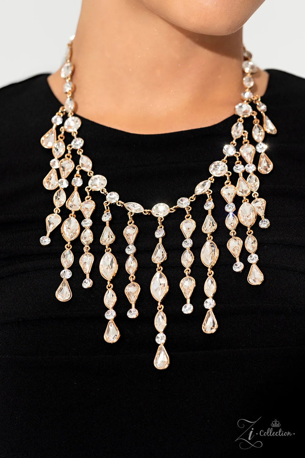 Paparazzi Alluring Gold 2023 Zi Collection Necklace & Earring Set