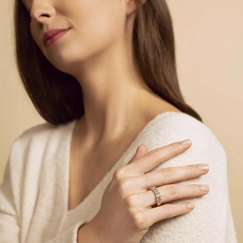 Petite Emerald Cut Half Eternity Band