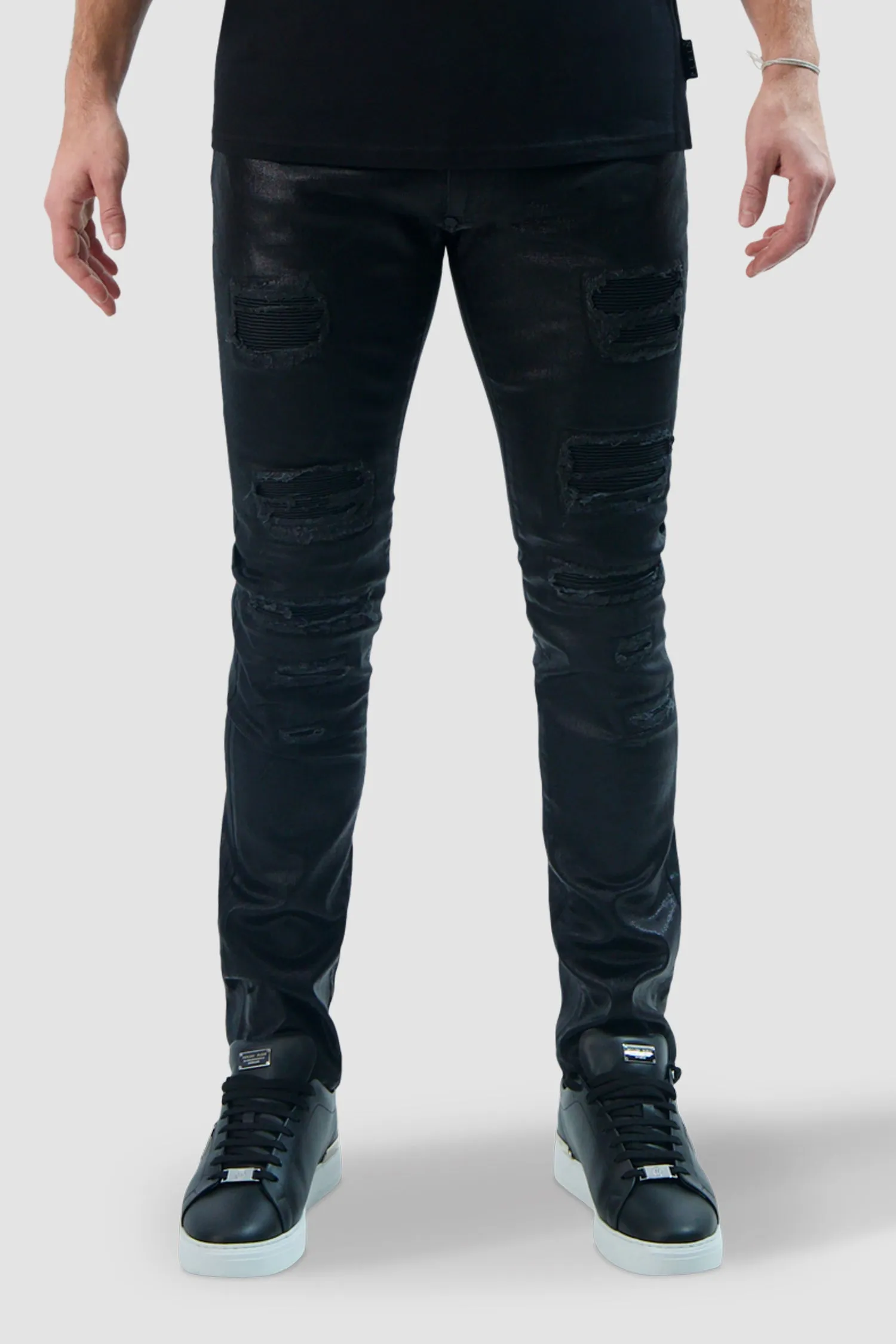 Philipp Plein Black Denim Biker Fit Trousers