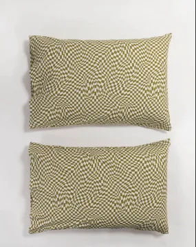 PILLOW CASE SET OF 2 - MOSS TRIPPY CHECKER