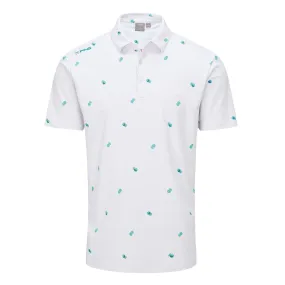 Ping Two Tone Golf Polo Shirt - White/Aquarius Multi