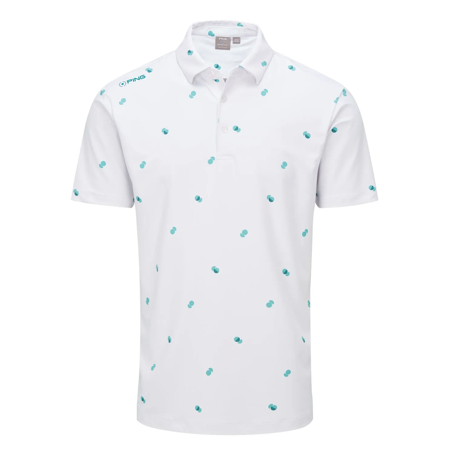 Ping Two Tone Golf Polo Shirt - White/Aquarius Multi