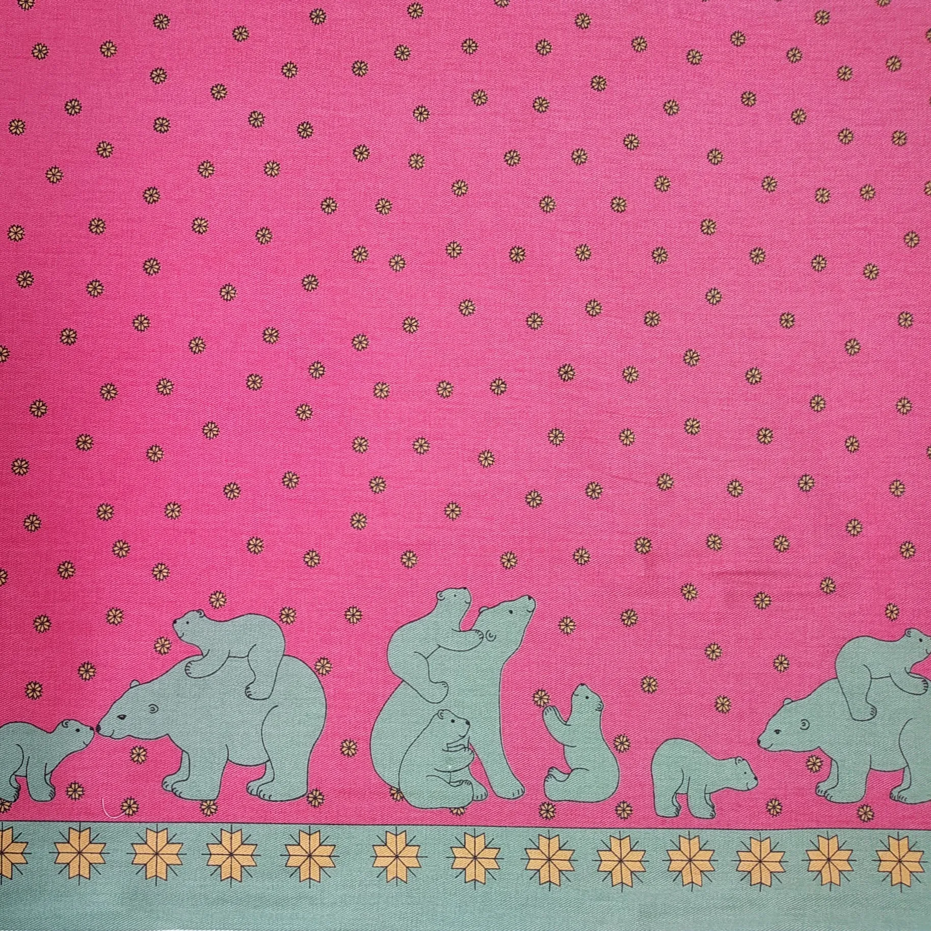 Pink/Green Polar Bear Fabric - Oilcloth