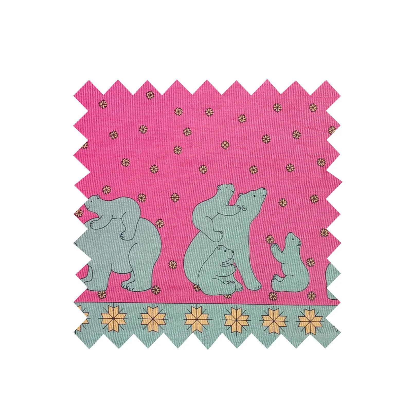 Pink/Green Polar Bear Fabric - Oilcloth