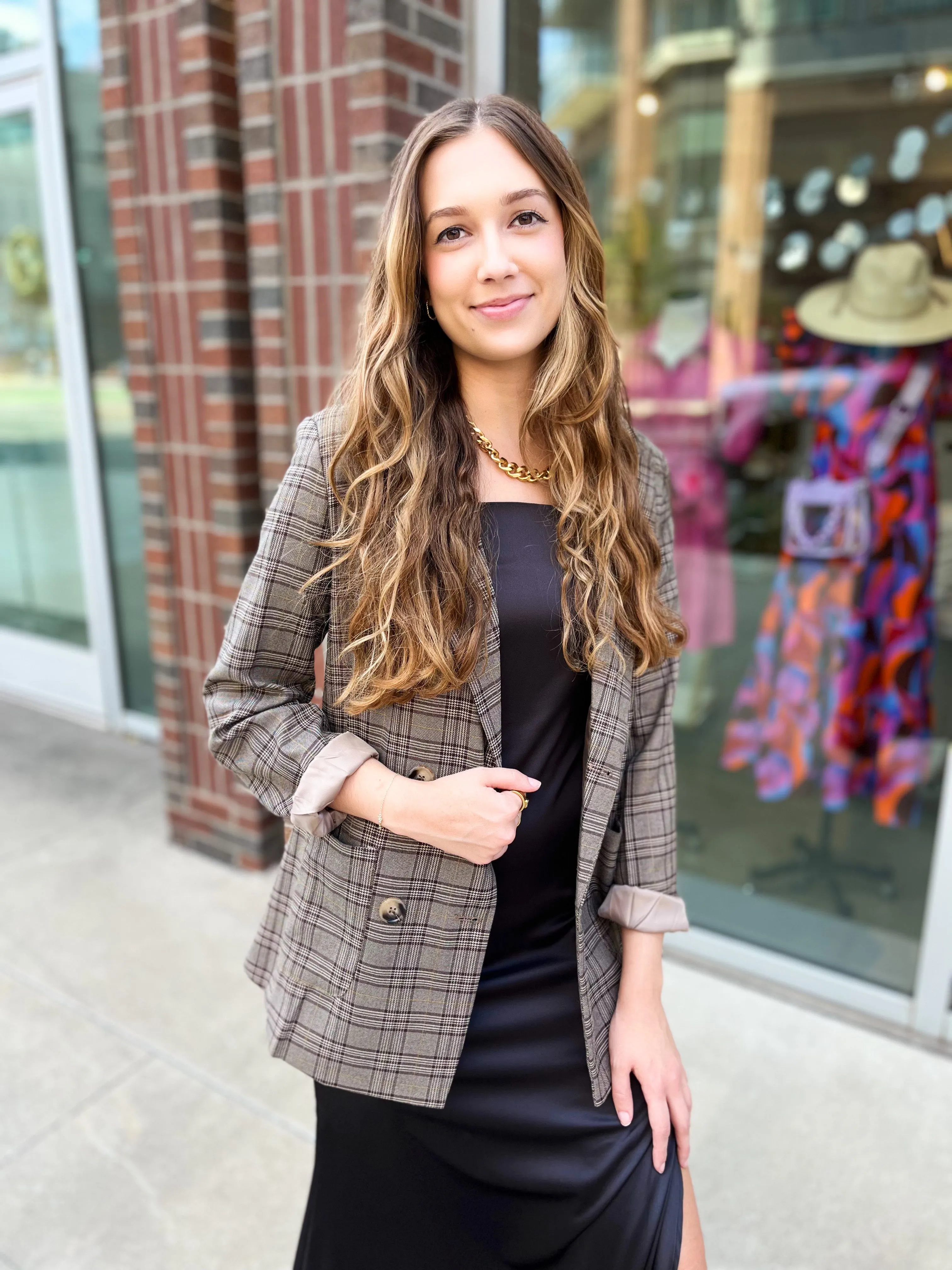 Preptastic Brown Plaid Blazer