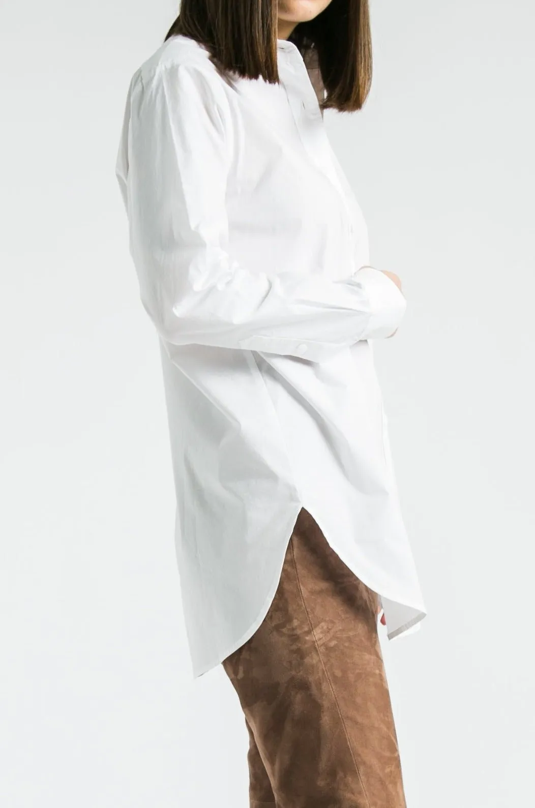 RAGUSA ROUNDED COLLARED SHIRT IN COTTON STRETCH