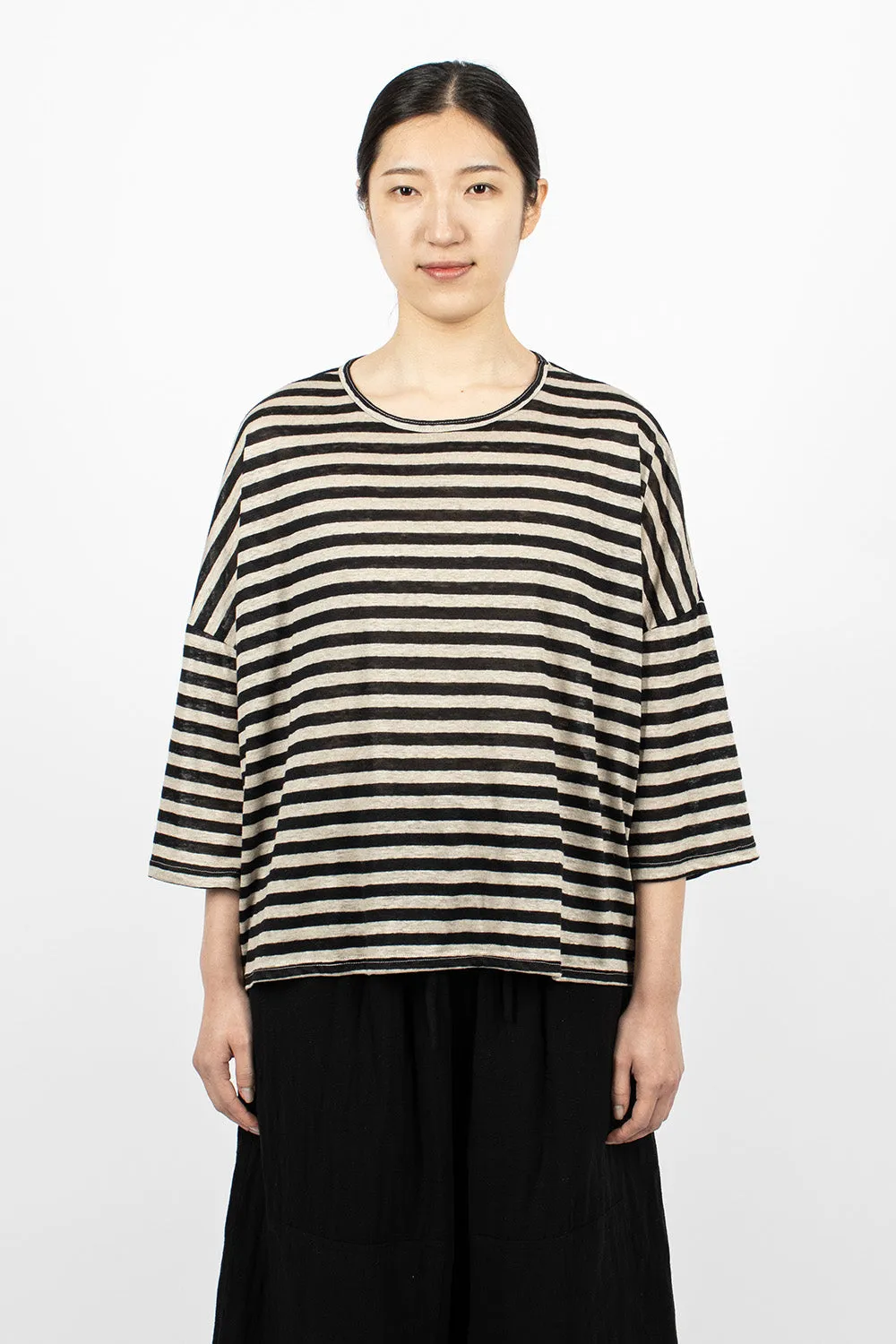 Relaxed Knit Pullover Natural/Black