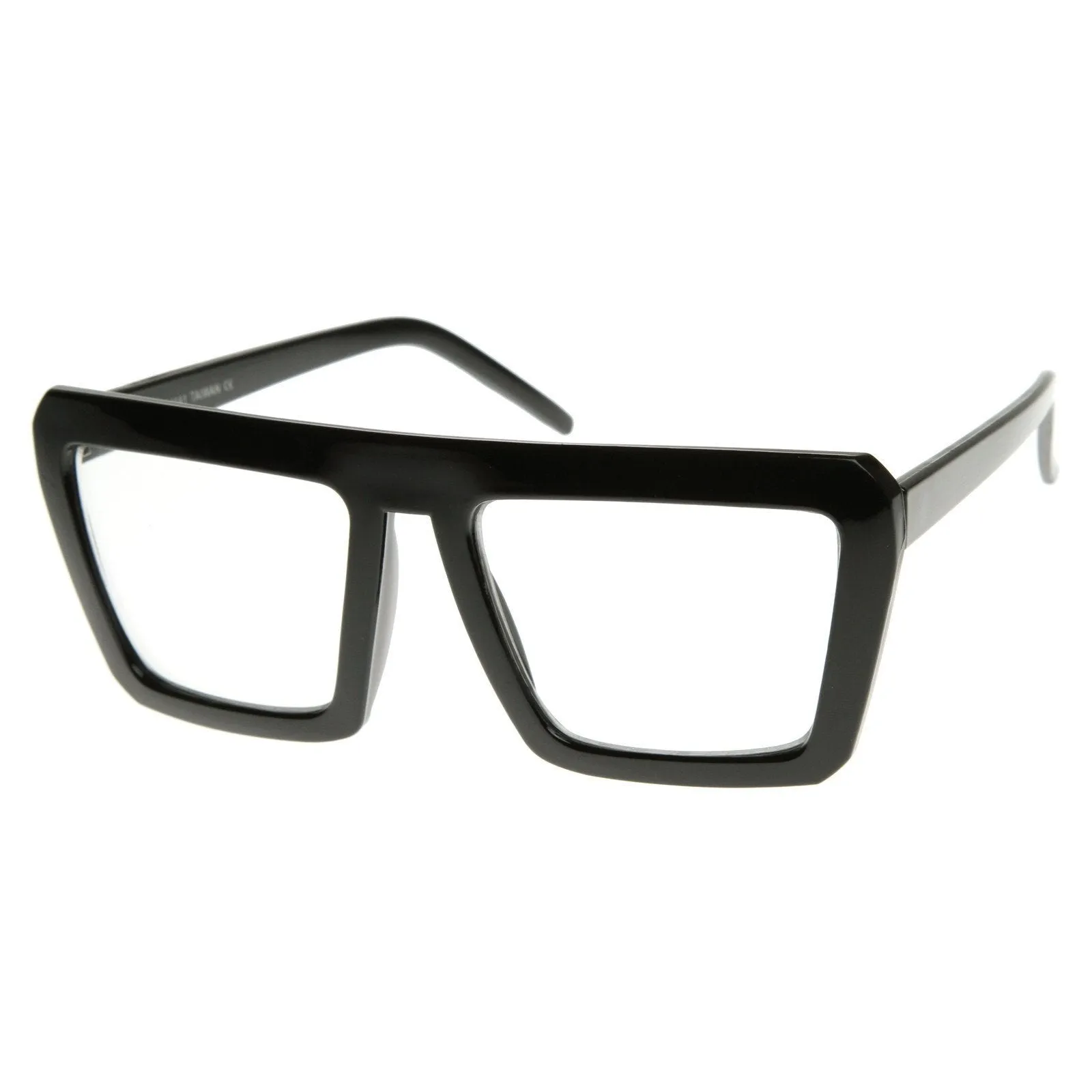 Retro Flat Top Block Aviator Clear Lens Glasses