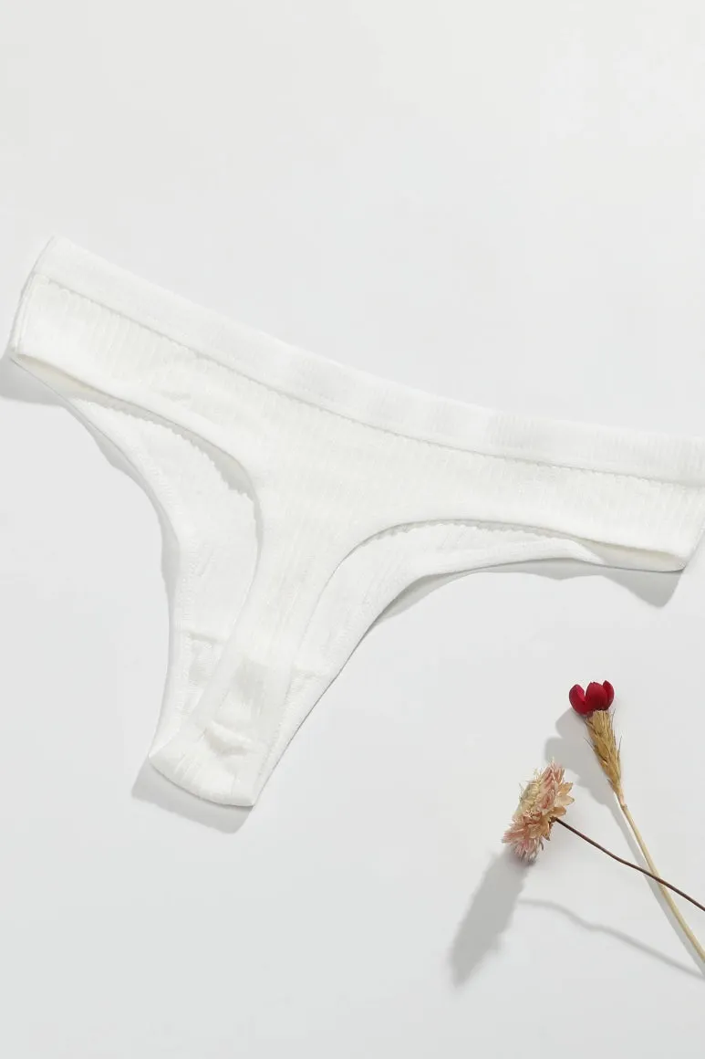 Ribbed Cotton Thong