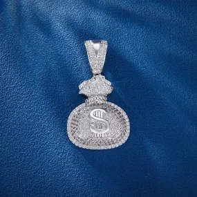 S925 Moissanite Mini Dollar Money Bag Pendant