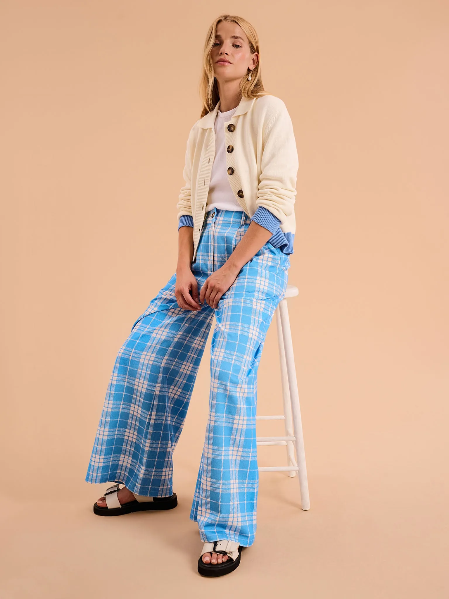 Samara Wide Leg Checked Trouser