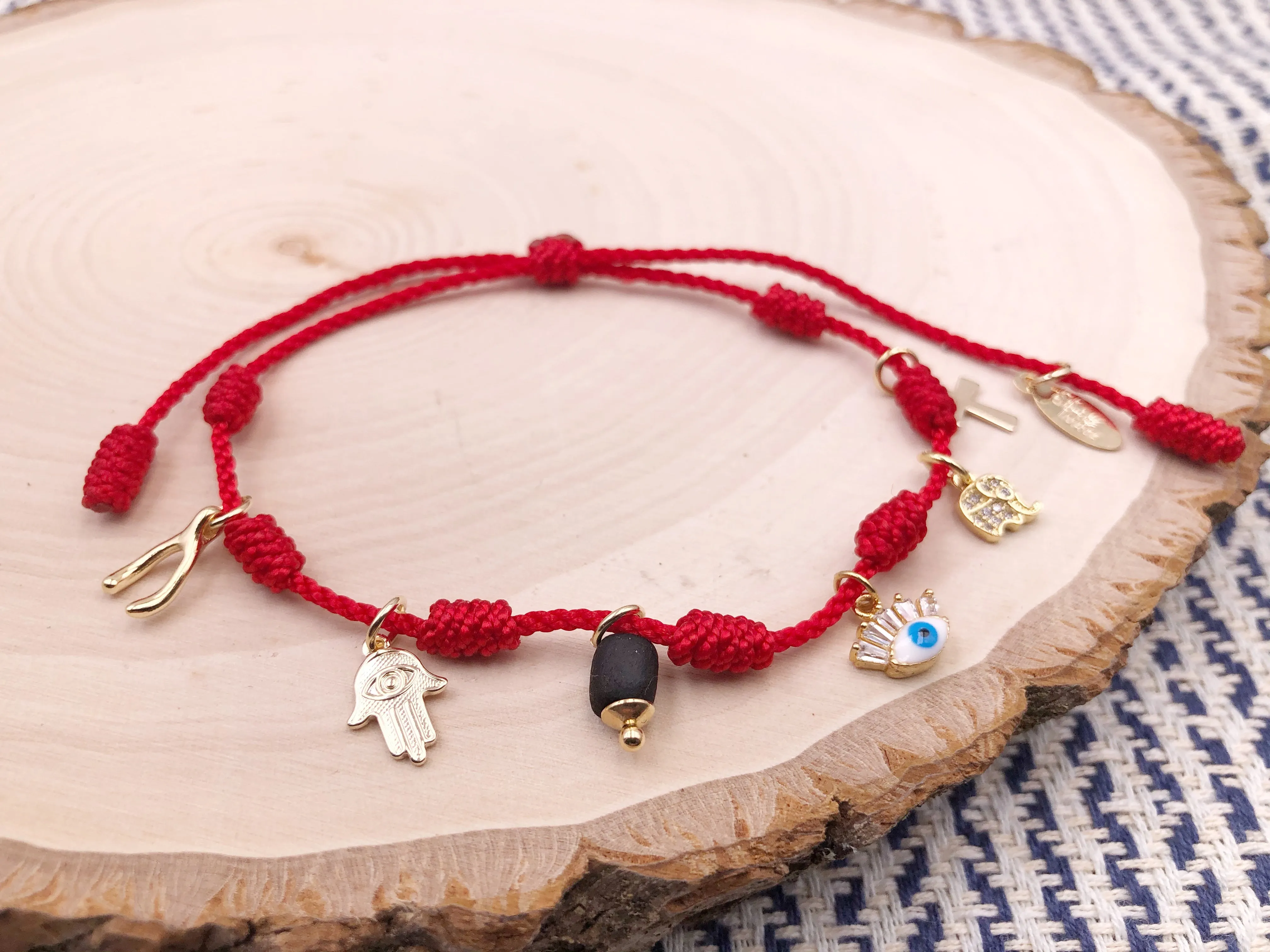 Seven Knots Red String Good Luck Protection Bracelet