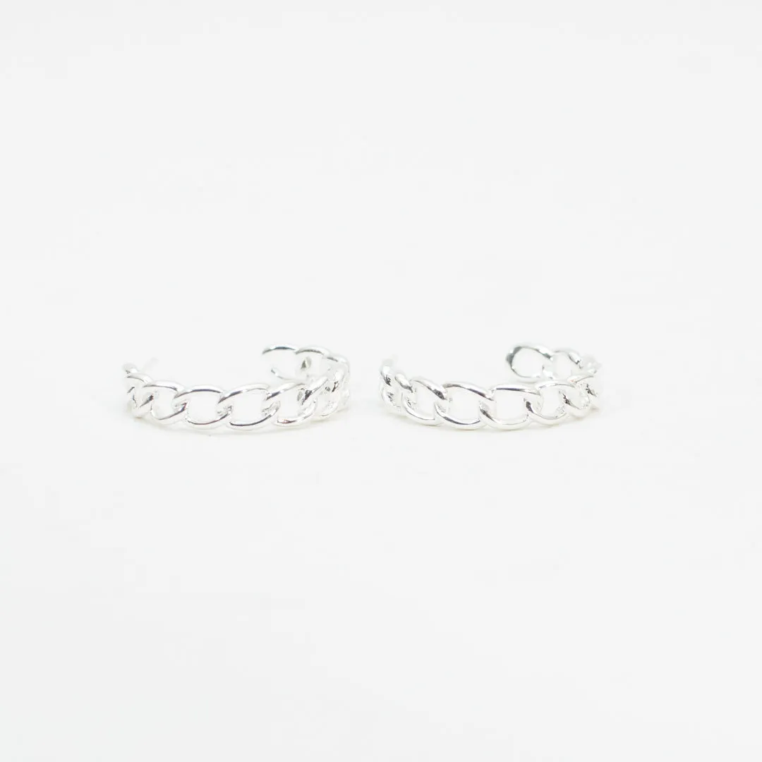 Silver Chain Link Hoops