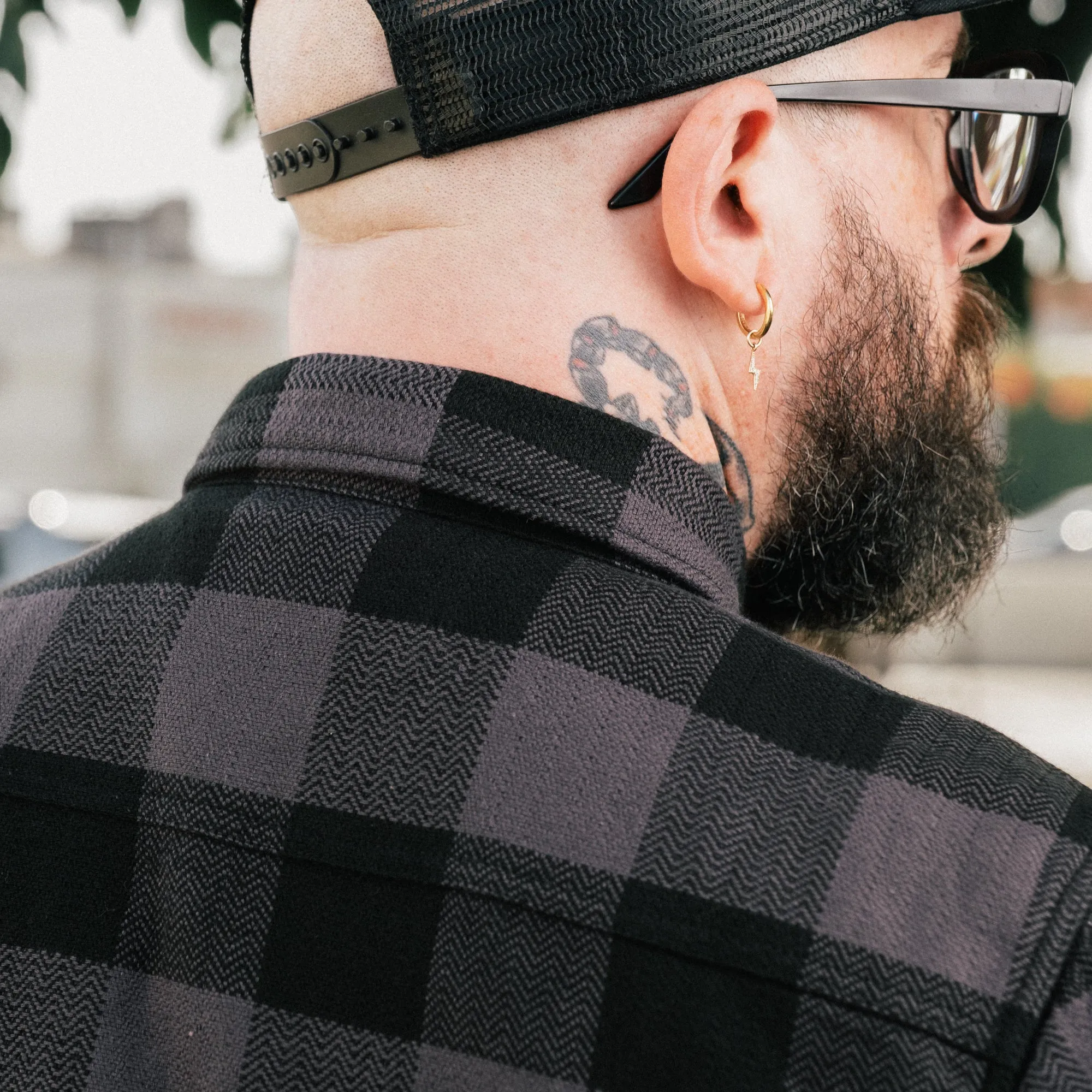 The Flat Head Block Check Flannel Work Shirt Gray/ Black