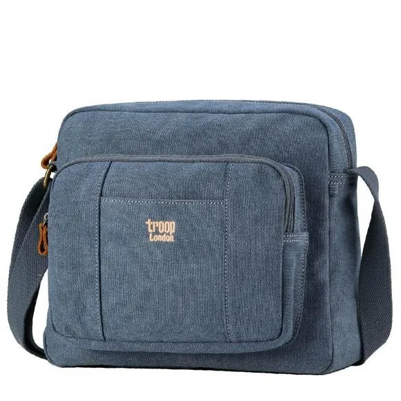 Troop London Organic Cotton Across Body Bag | Blue