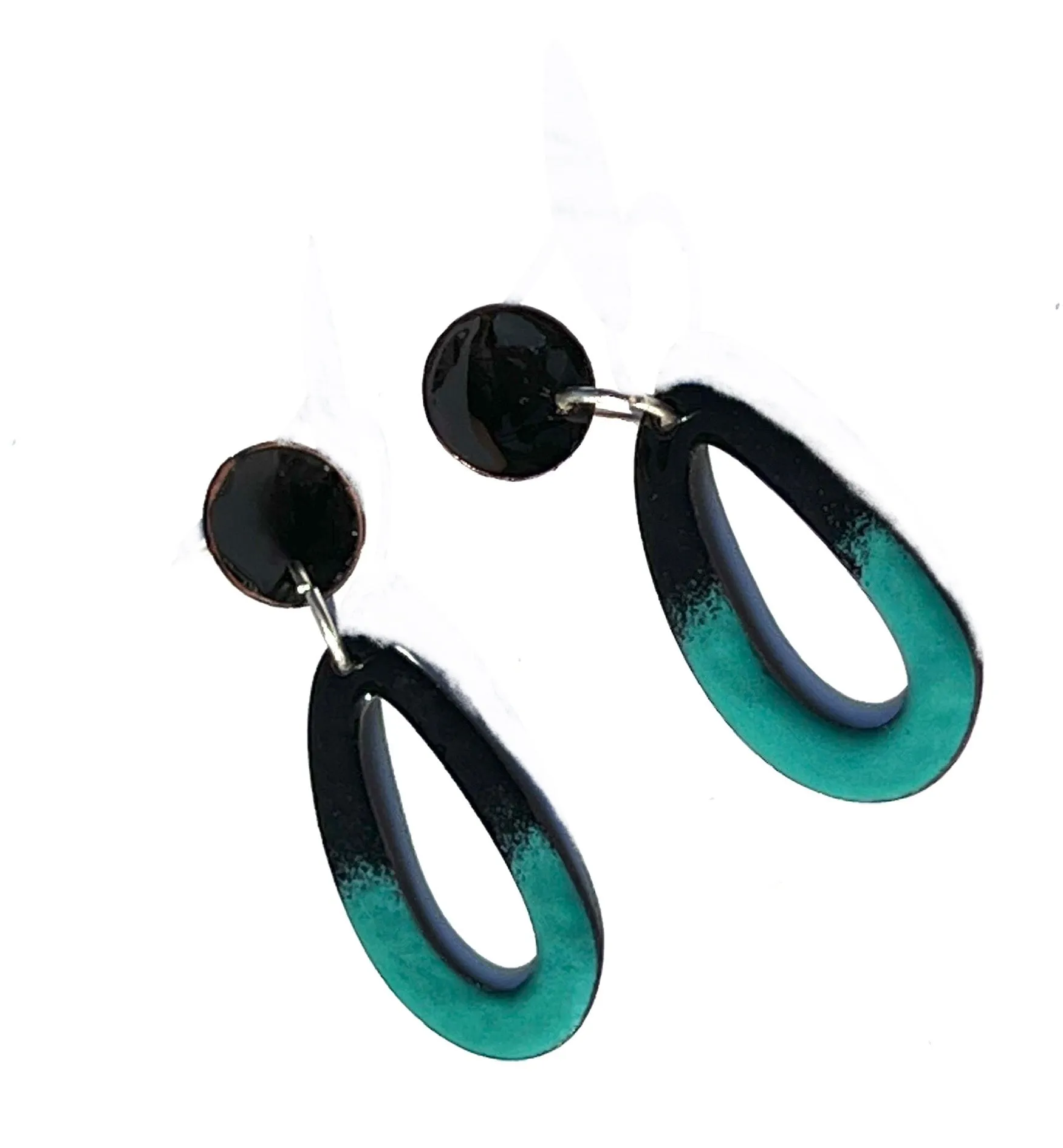 Turquoise and Black Hoop Earrings