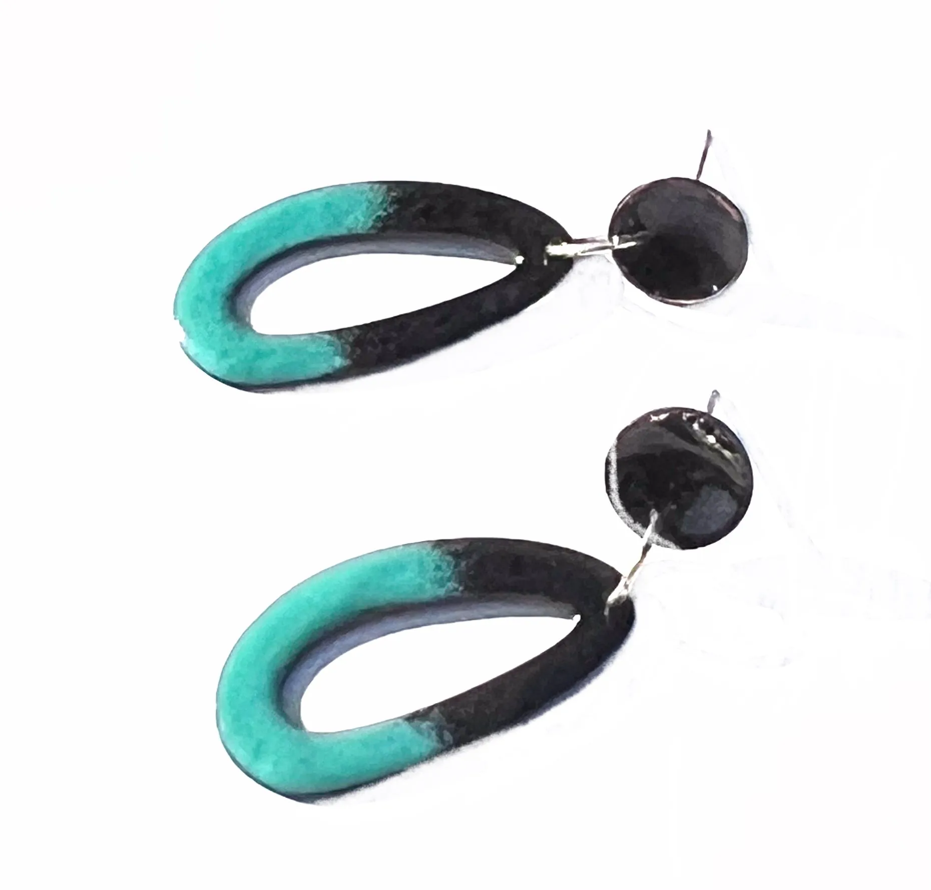 Turquoise and Black Hoop Earrings