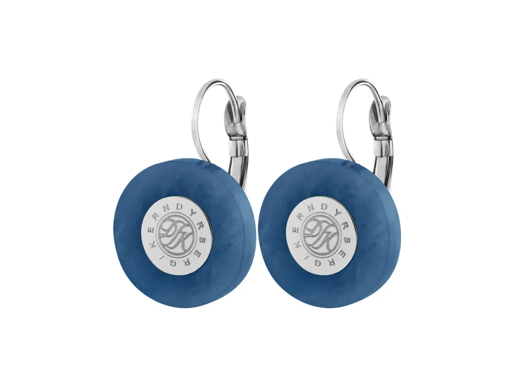 UALANI SHINY SILVER BLUE EARRING