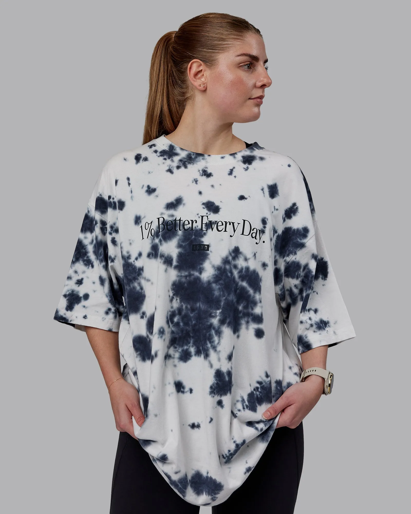 Unisex 1% Better Heavyweight Tee Oversize - White-Black Tie Dye