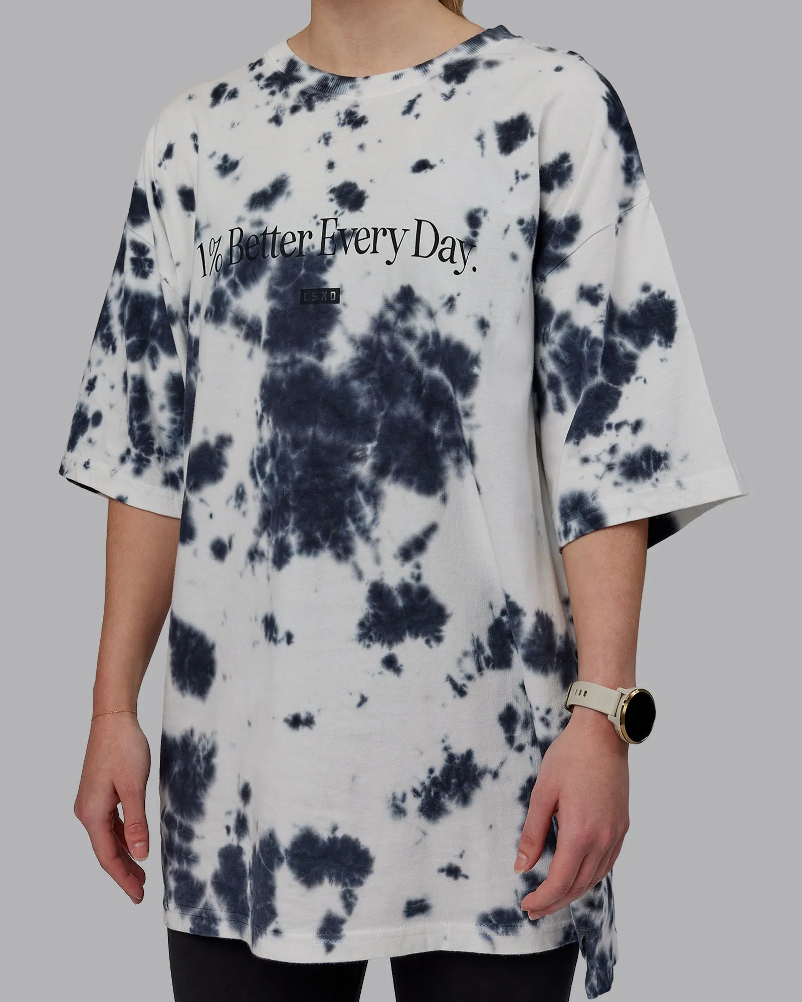 Unisex 1% Better Heavyweight Tee Oversize - White-Black Tie Dye