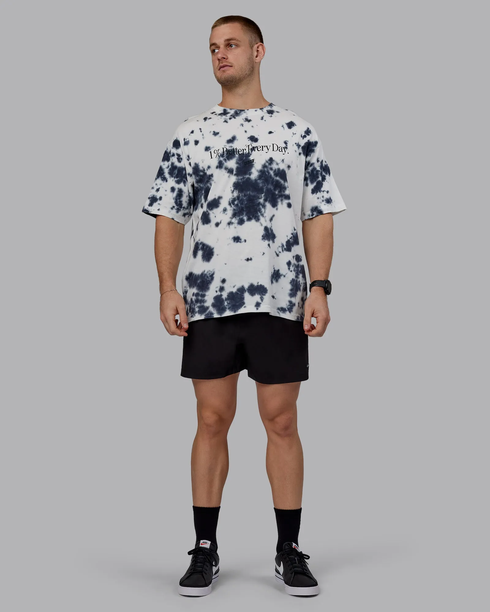 Unisex 1% Better Heavyweight Tee Oversize - White-Black Tie Dye