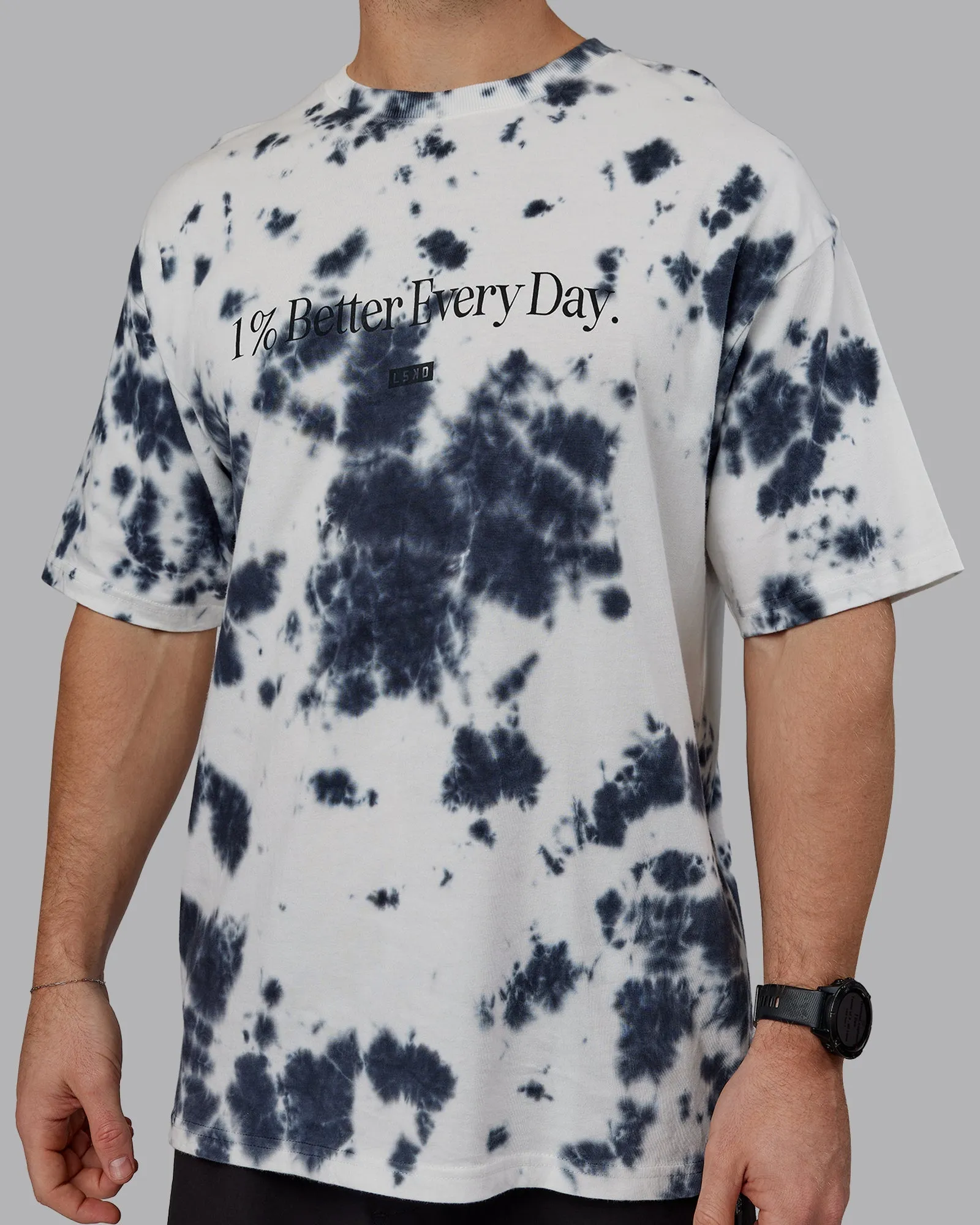 Unisex 1% Better Heavyweight Tee Oversize - White-Black Tie Dye